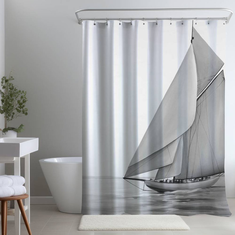 Shower Curtain CO74 – Polyester Shower Curtain, Dye Sublimation Print, 71" W × 74" L