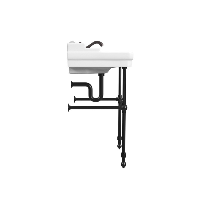 Cheviot Products Essex 24" Console Bathroom Sink with Overflow & Metal Base, Matte Black, 4" Centerset