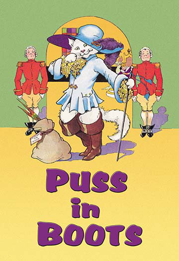 Puss in bottes - publicité imprimée, H 42 po x l 28 po x P 1,5 po
