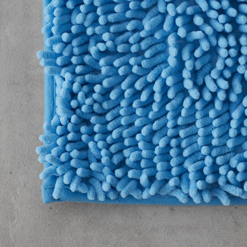 Modern 2 Piece Bathroom Rug Set Microfiber Chenille Bath Mat & Pedestal Mat Super Soft Non Slip Absorbent Washable, Turquoise