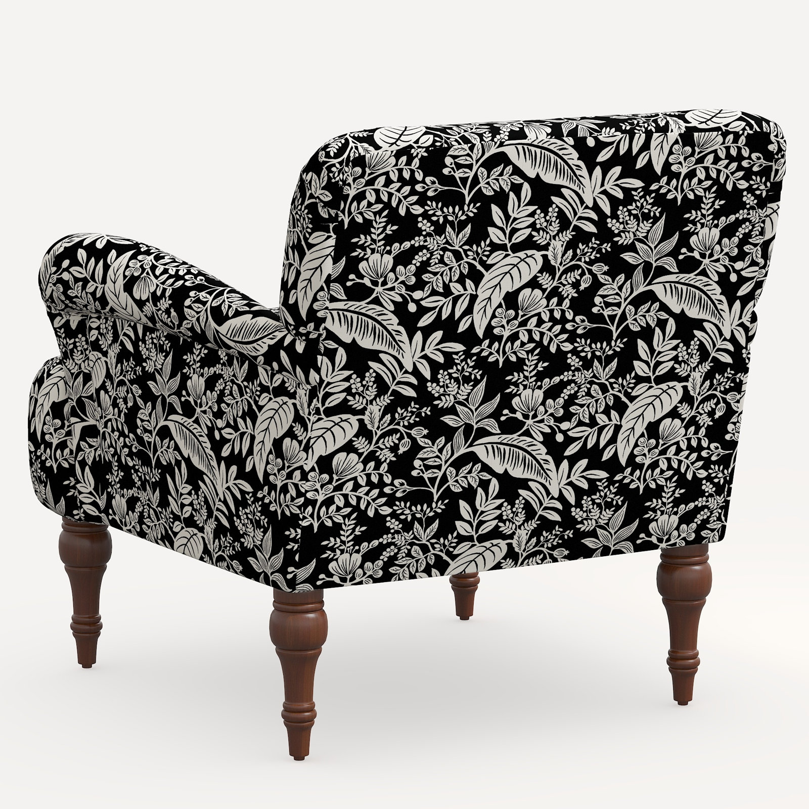 Rifle Paper Co. x Cloth & Company Bristol Armchair, Black Canopy Linen Blend, Espresso