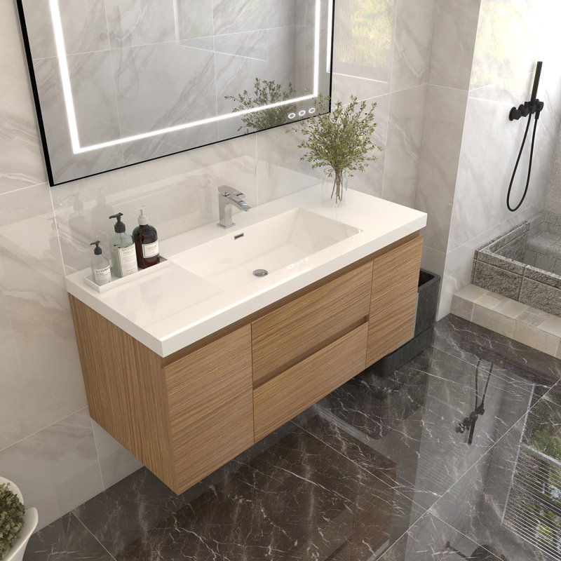 Ensemble de meuble-lavabo mural simple l 48 "Séoul, Bois de rose