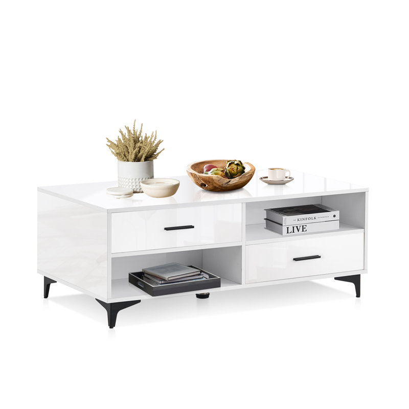 Coffee Table with Storage, White