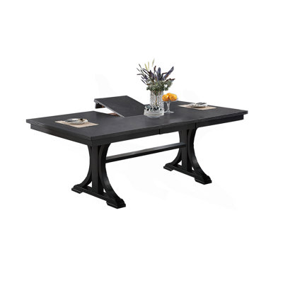 Table rectangulaire de salle à manger en bois de couleur gris anthracite classique