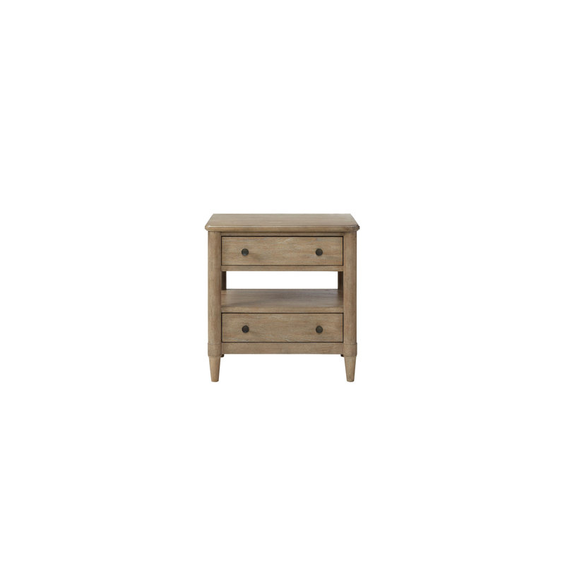 Table de chevet ouverte finition sable avec 2 tiroirs