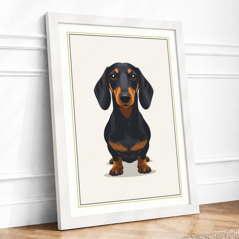 Dachshund Portrait Modern - Print, A2 - 59.4 x 42.0 cm, White