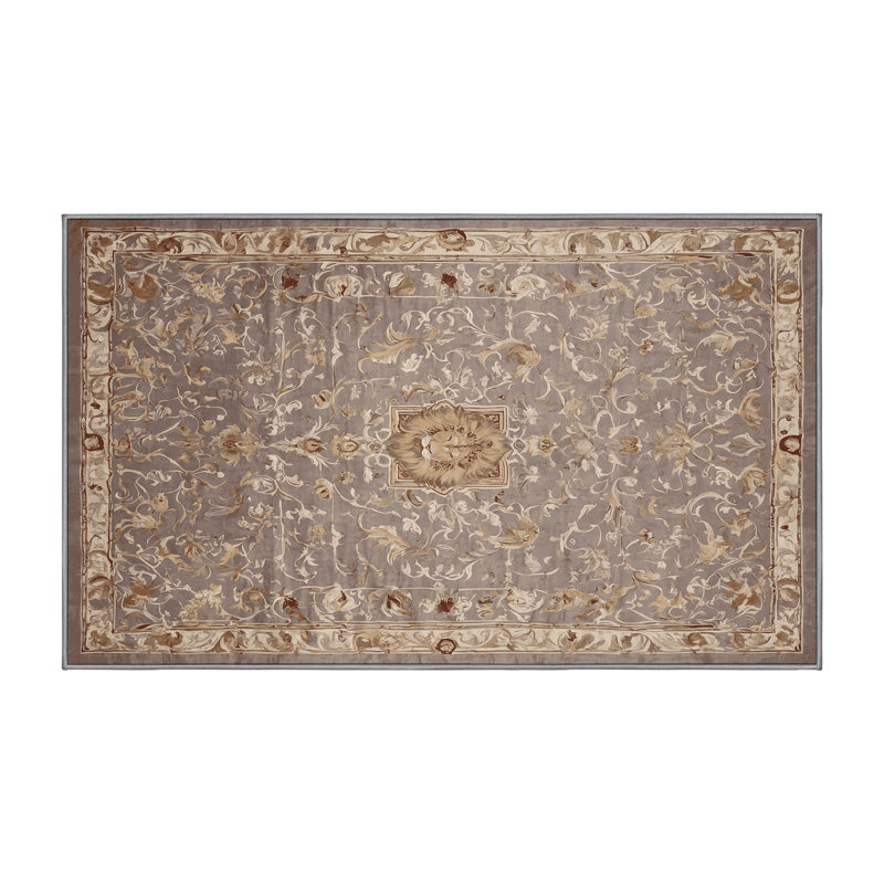 Machine Washable Gray Area Rug, Rectangle 4' x 6'