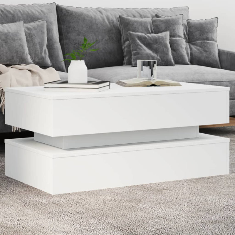Table basse avec lumières DEL 35,4 po x 19,7 po x 15,7 po, Blanc
