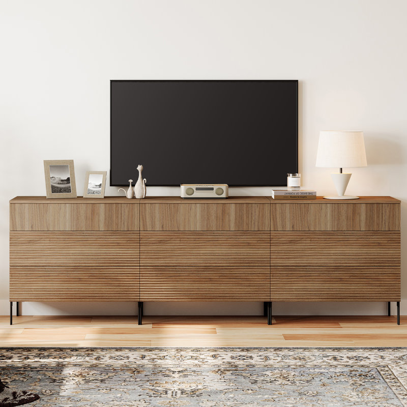 Union Rustic Modern 9 Drawer Dresser TV Stand For Tvs Up To 100 Inch, Reeded Entertainment Center, Wood TV Console With Storage For Living Room