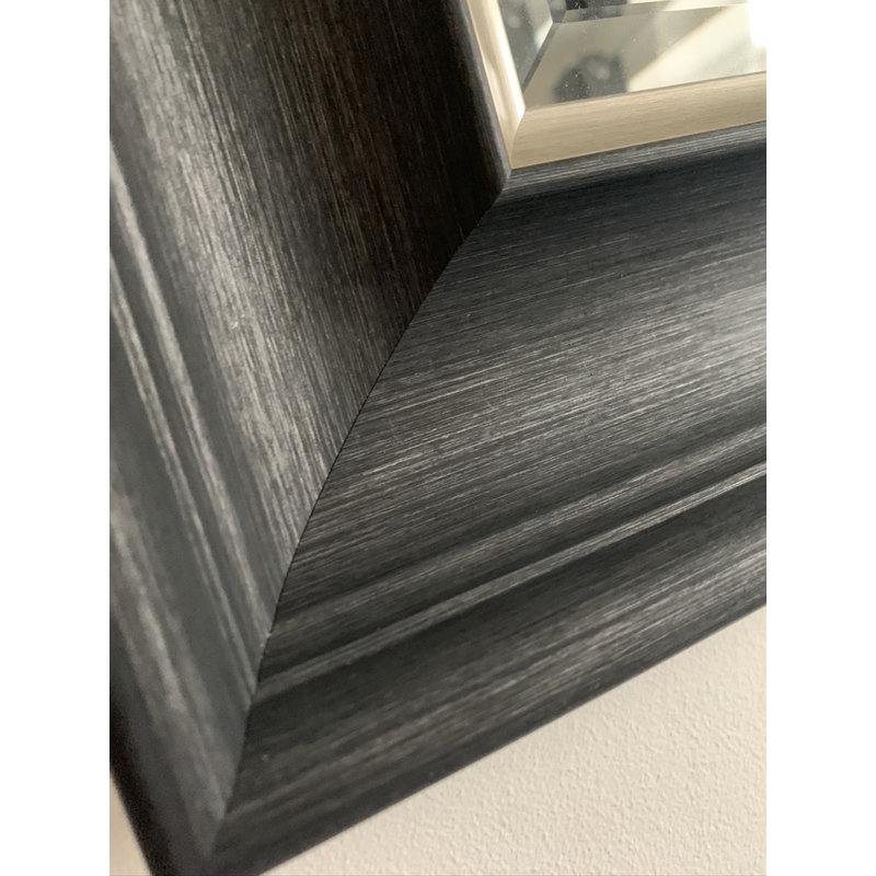 Oklee Square Mirror, 115cm x 65cm , Dark Grey/Silver Trim