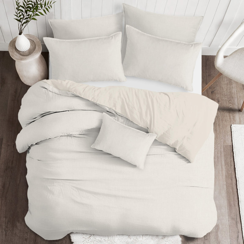 Braxton Natural Cotton King Duvet Cover and Pillow Shams Set