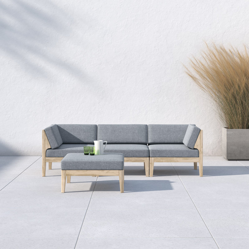 Deloris Acacia 4 - Person Patio Conversation Set with Cushions, Natural