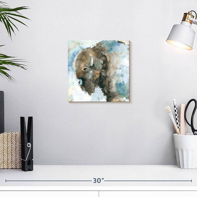 Brampt Buffalo On Blue, 10" H x 10" W