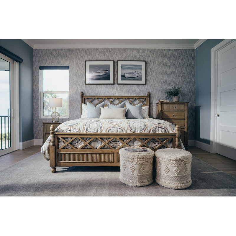 Lampeter Solid Wood Panel Bed Natural Tan Coastal Feel with Ribbed Detail - ON SALE!, Queen