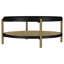 Ensemble de tables basses rondes élégantes 3 pièces avec détails en rotin tissé