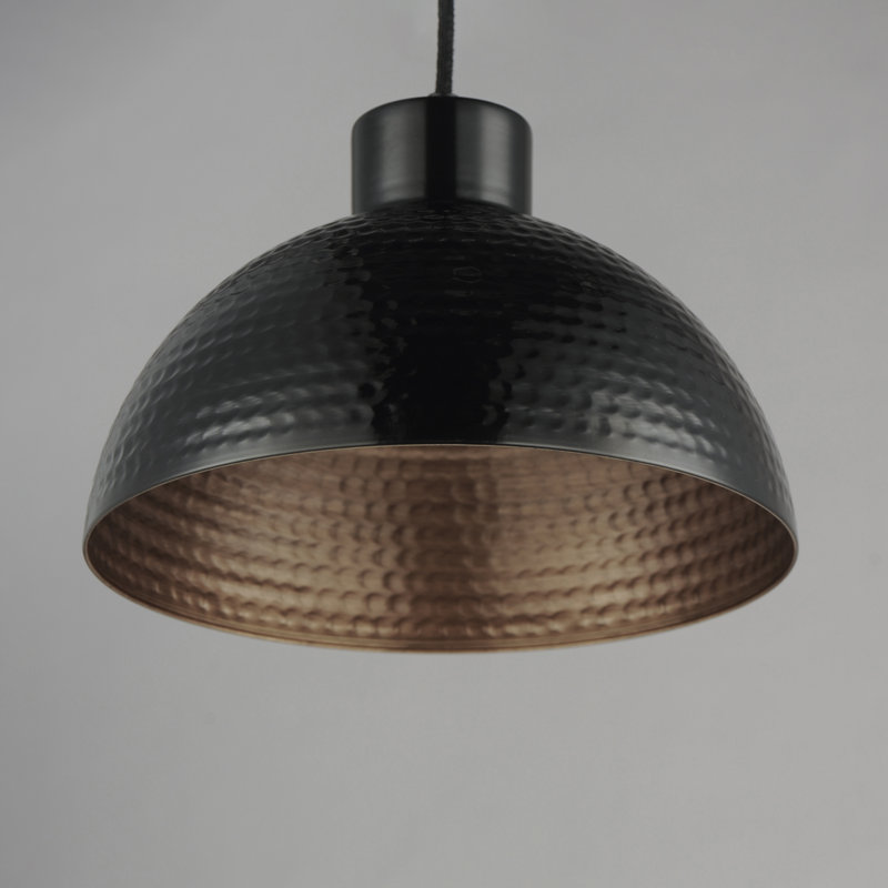 Karmine 1 - Light Black Single Pendant, 8.5" H x 12" W x 12" D, Antique Copper/Black