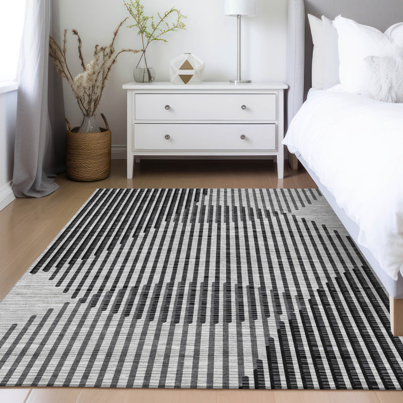 Chayden intérieur / extérieur lavable à la machine ACN1001 gris, Rectangle 2 pi 6 po x 3 pi 10 po