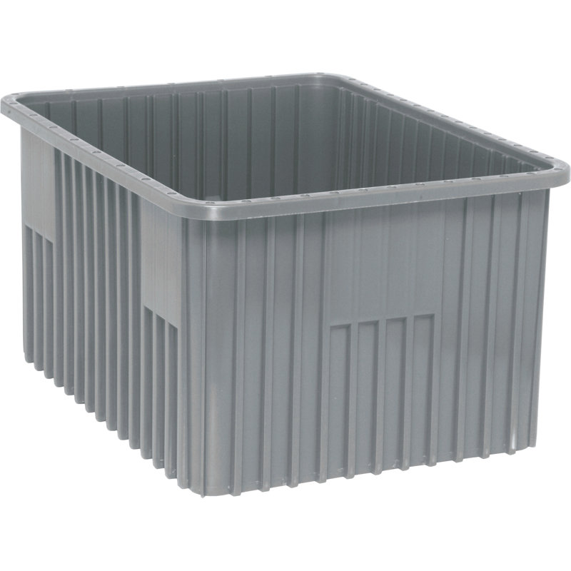 Contenant diviseur à grille, boîte de 3, H 12 po x l 17,5 po x P 22,5 po, Gris