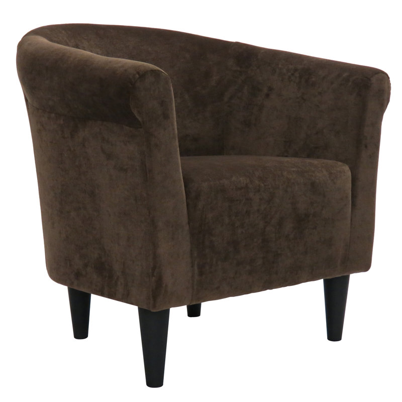 Fauteuil demi-tonneau de 31,5 po de largeur Liam, Microsuède brun