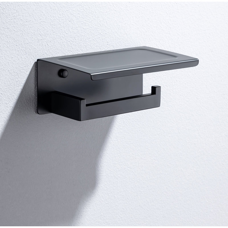 Porte-papier hygiénique à réservoir avec tablette, Noir