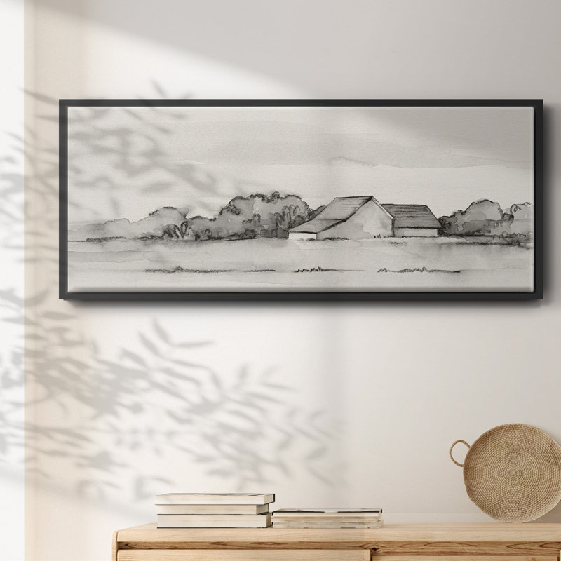 Wyeth Barn II- Framed Canvas, 8" H x 20" W