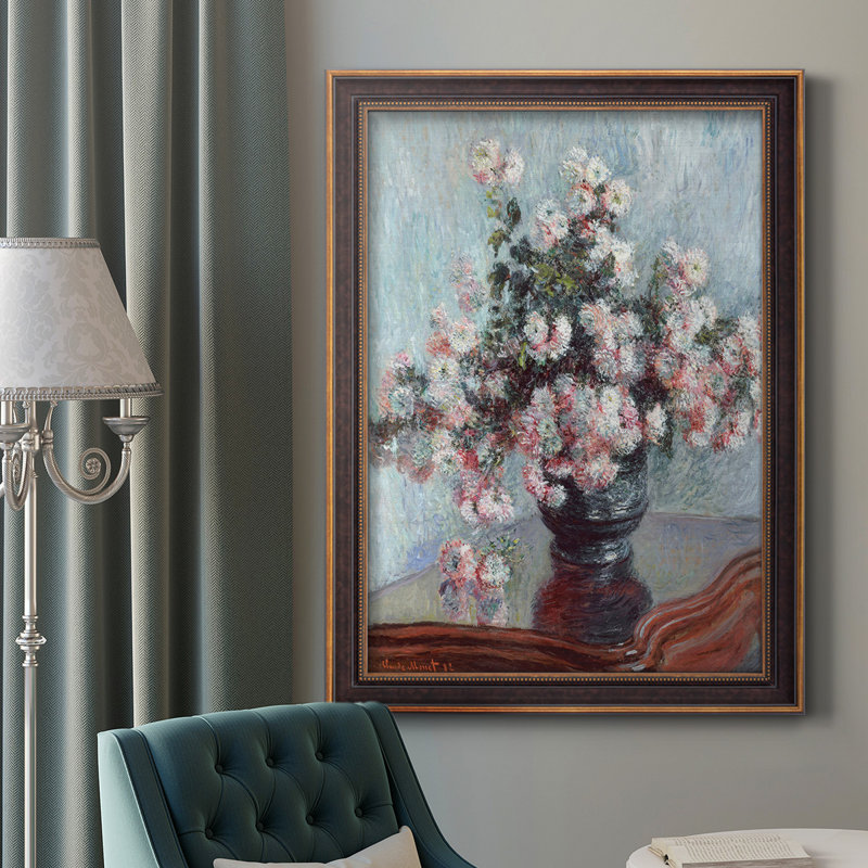 Chrysanthèmes 1882 - Peinture sur toile encadrée, H 20 po x l 16 po x P 2,5 po