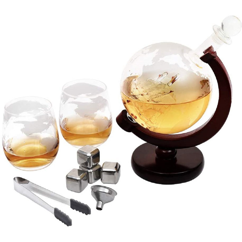 Denareus Whiskey Decanter, 10.6" H x 7.9" L x 6.2" W