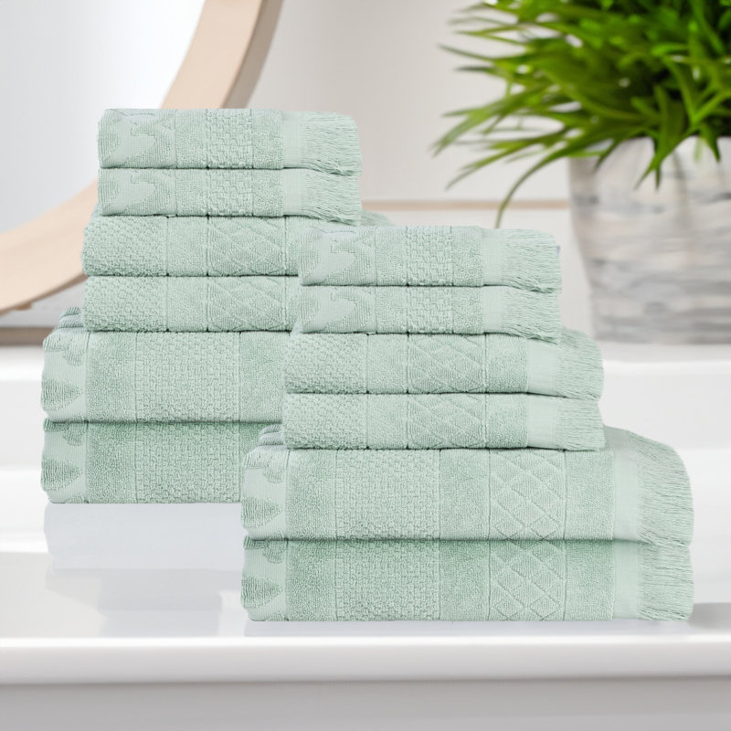 Serviette de bain Rolla, Sauge, Ensemble de serviettes 12 pièces