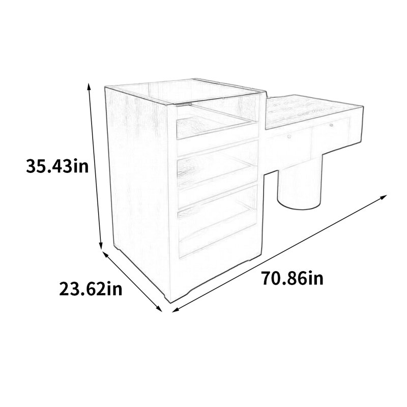 Armoire pour îlot central Minimalist Premium, H 35,43 po x l 70,86 po x P 23,62 po