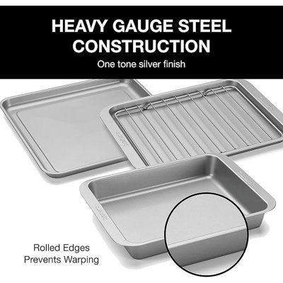 Cuisinart Classic 3-Piece Non-Stick Toaster Oven Bakeware Set, Heavy gauge steel, Dishwasher safe