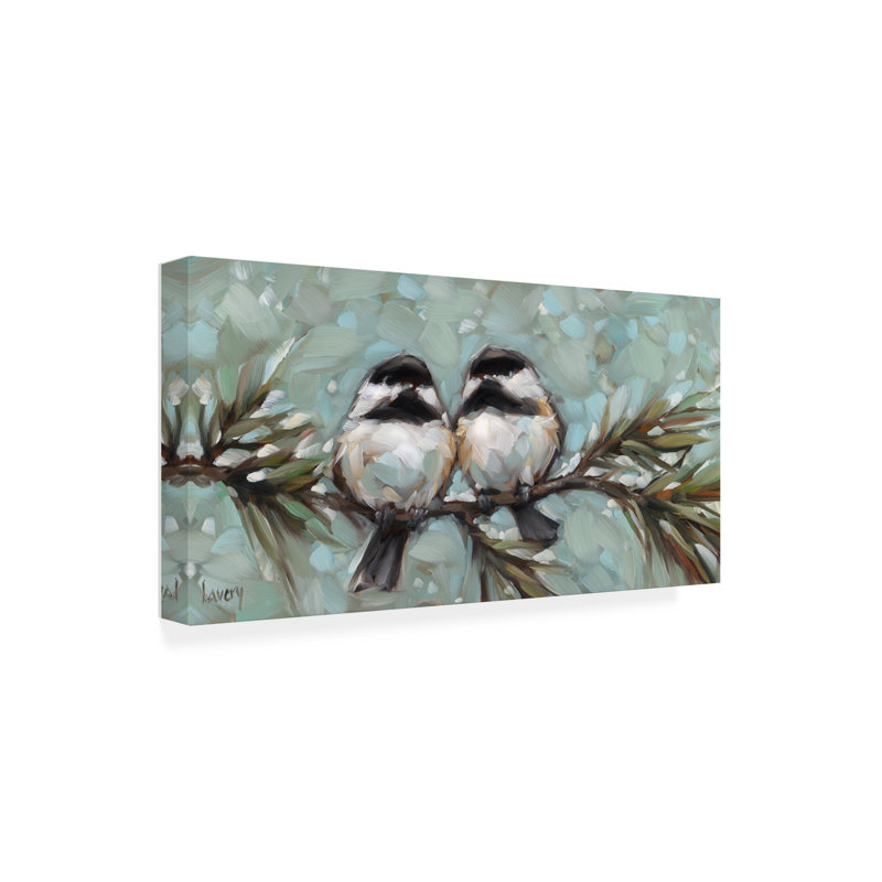«Andrea Lavery Snowy Chickadees», art sur toile, H 10 po x l 19 po