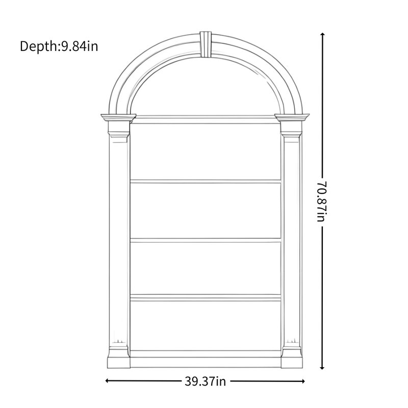 Vitrine arquée française de style crème, Noir