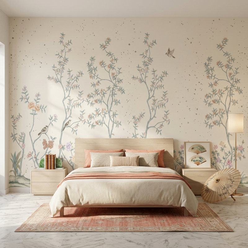 Décoration murale Chinoiserie, 160 po x 108 po, Peler et coller