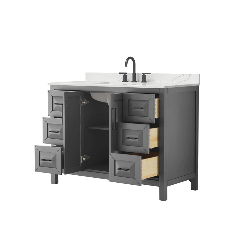 Daria 48'' W Vanity, Gray, Matte Black, Giotto Quartz