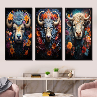 Ensemble de 3 décorations murales Yaks Cosmic Highlanders - Yaks