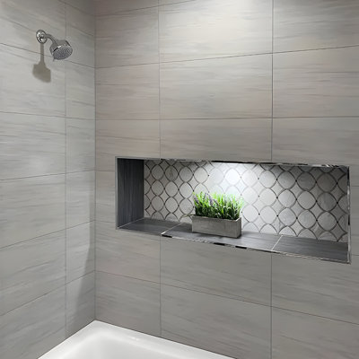 Elysian 12 X 12 In. Polished Stone White, Grey Stone Mosaic Diamond Wall And Floor Tile (4.83 Sq Ft/Case) - 5 Pack