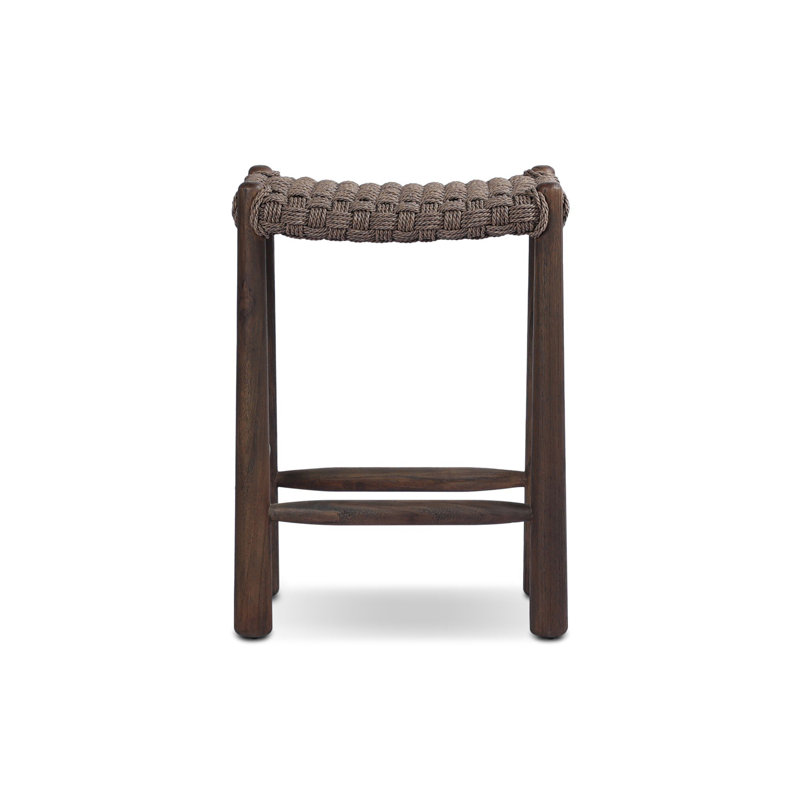 Savio Outdoor Stool-Dark Textured Woven-Counter, 25.98", Brown