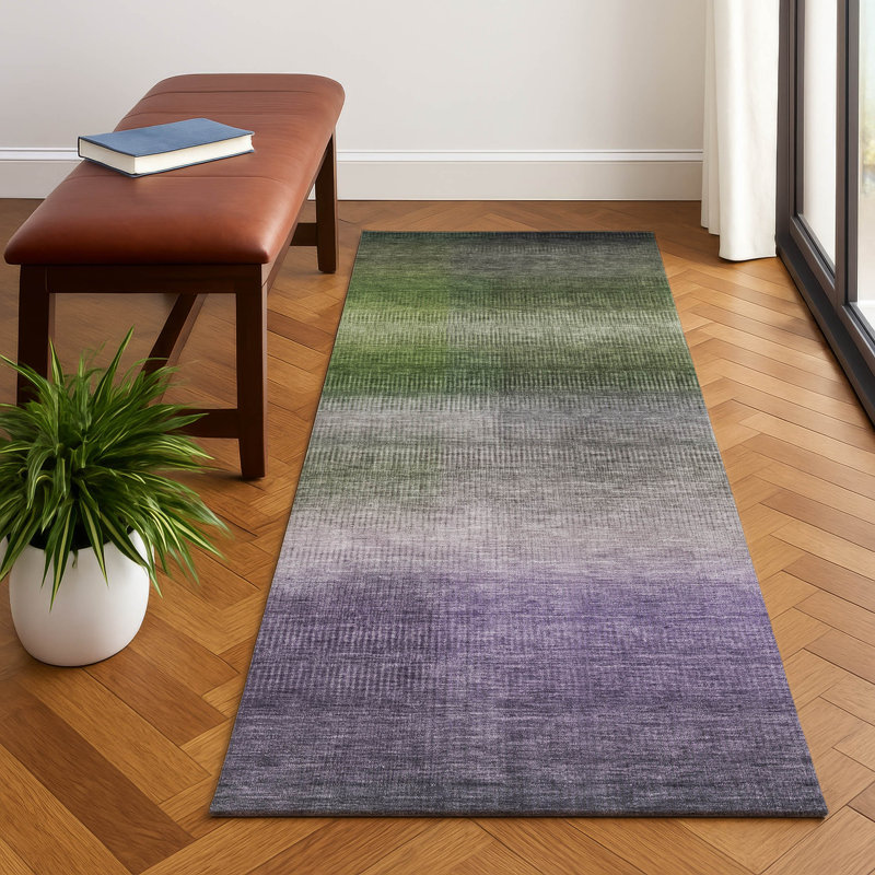 Premium Machine Washable Lubbers AMF1735 Squares Rug, Runner 2'3" x 7'6"