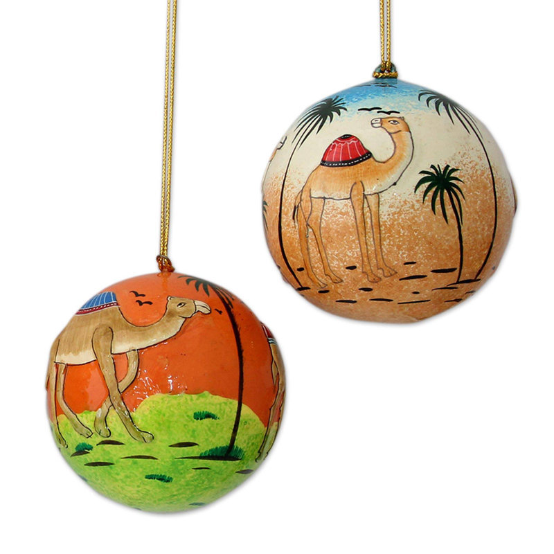 Ensemble d’ornement boule 4 pièces papier mache