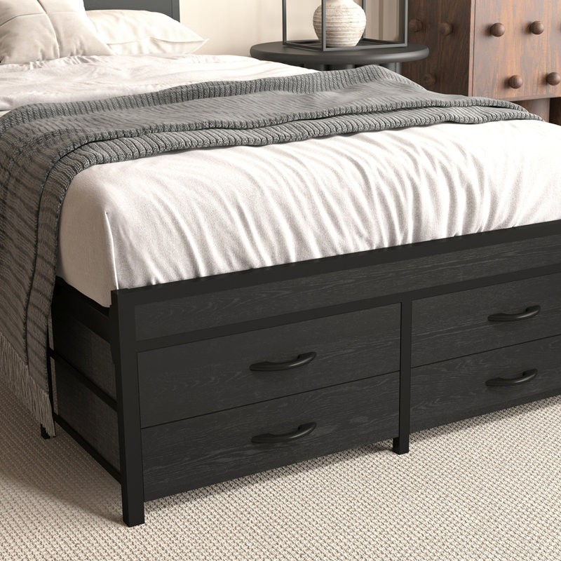 Bed Frames with Headboard, Black