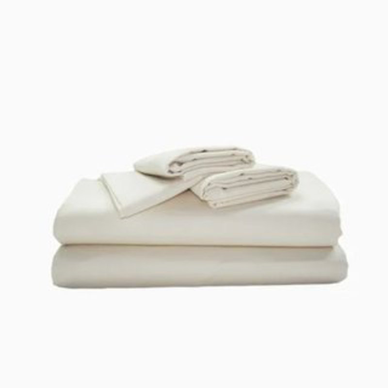 300TC Percale Solid Cotton 4 Piece Sheet Set Fitted Sheet Fits Upto 16" Deep Pocket, Ivory, Twin Sheet Set