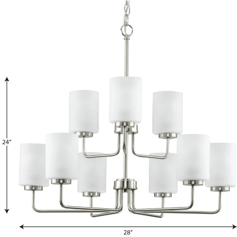 Lustre classique à 9 lumières avec abat-jour, Nickel brossé