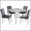 Ensemble de table de salle à manger 5 pièces en bois avec table carrée et 4 chaises rembourrées, décor en cristal pour une salle à manger élégante