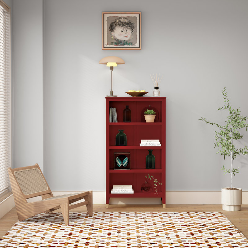 Ludwicka 127cm H x 69cm W Standard Bookcase, Red