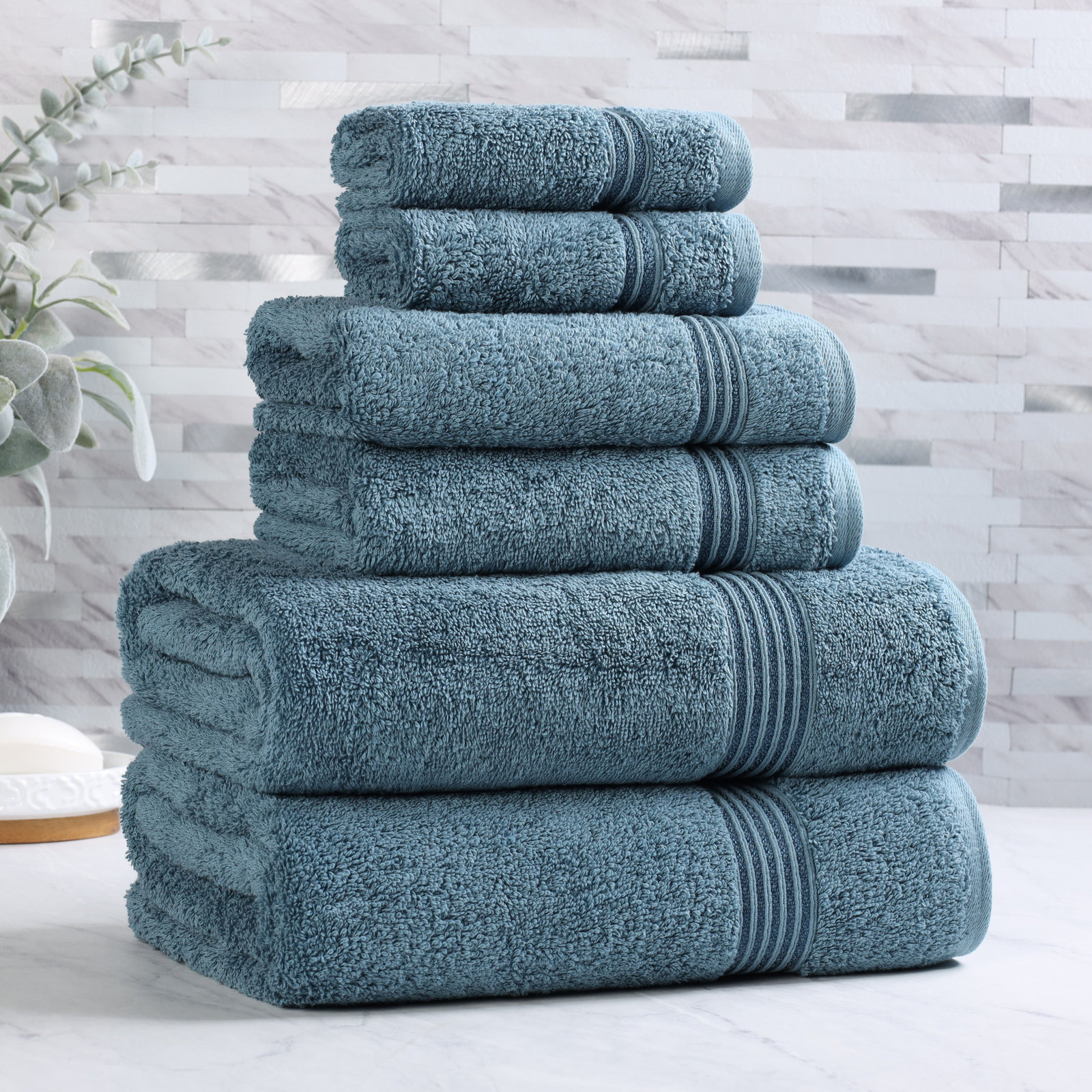 Oleg 6-Piece Egyptian Cotton Towel Set, Sapphire