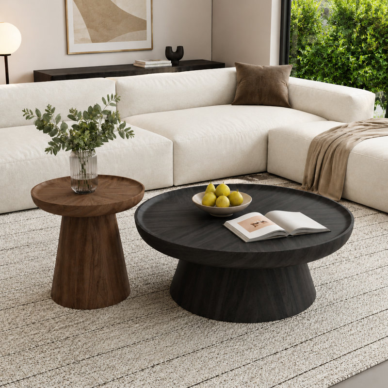 Modern Coffee Table Set, Black/Brown