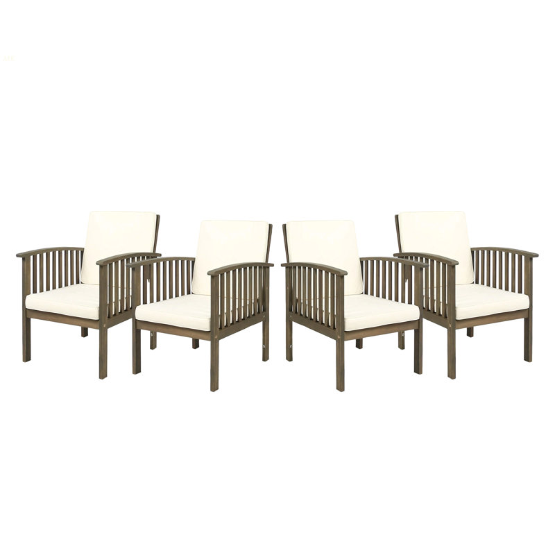 Ensemble de 4 chaises d'extérieur en bois d'acacia pour l'extérieur