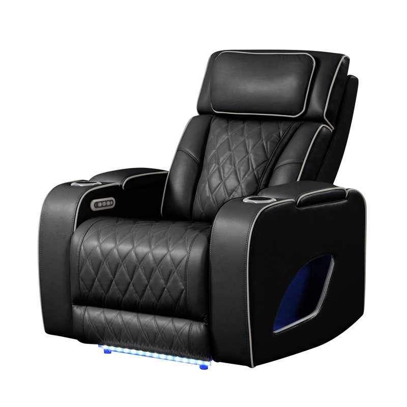 Fortuner Modern Style Upholstery Recliner Chair With Wood Frame And Integrated Massage Function For Ultimate Comfort, Black