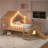 House Loft Bed with Slide and Playhouse Design, Star Moon-shaped Cutouts, LED Lights, No Box Spring Needed-538743517-538743519