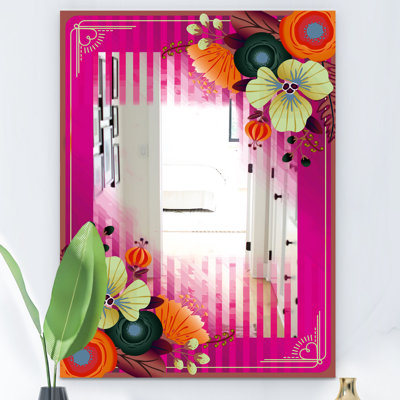 Miroir d'appoint Mid-Century sans cadre Fuschia